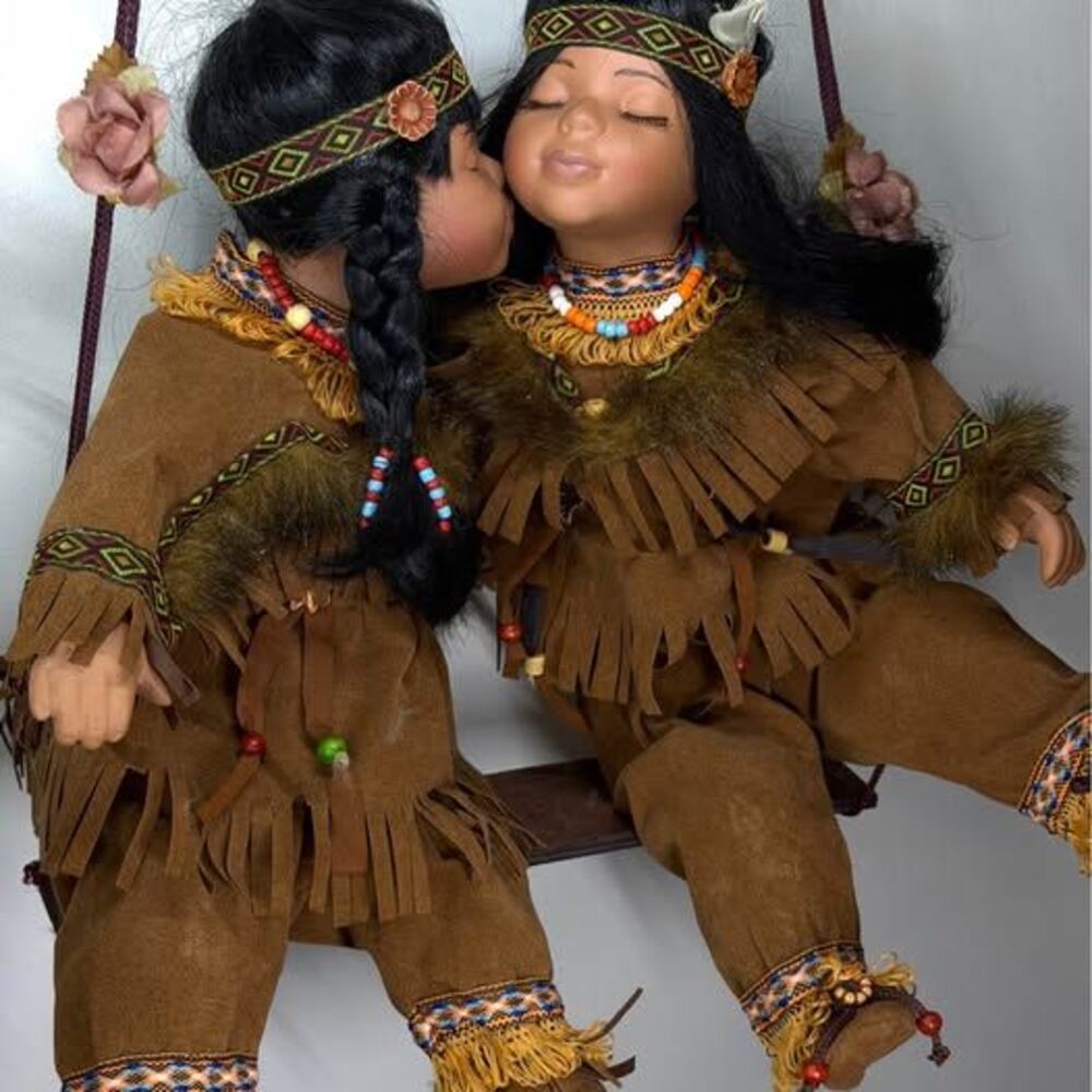 Crouch Collection Native American Couple Dolls on Swing Decorative Display